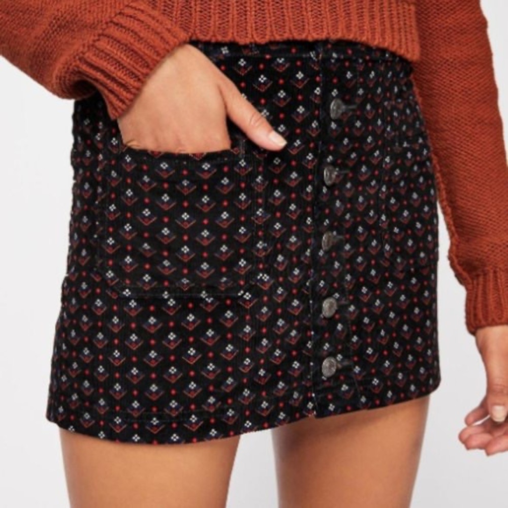 free people geometric print corduroy skirt